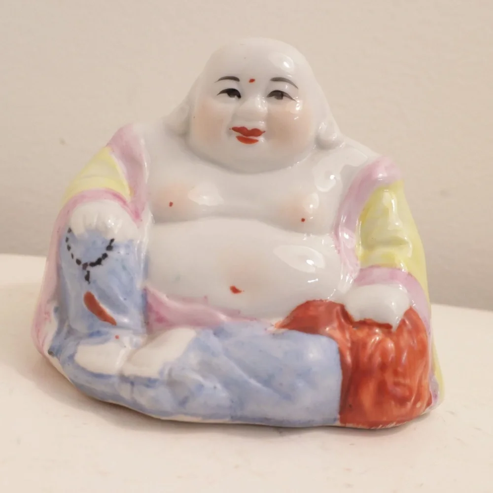 Buddha Colourful Ceramic Laughing Buddha Figurine Buddhism - Picture 2 of 3